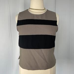 Vintage Tank Top Size 16 Black Cream Striped Minimalist Secretary Chic 90s Y2K